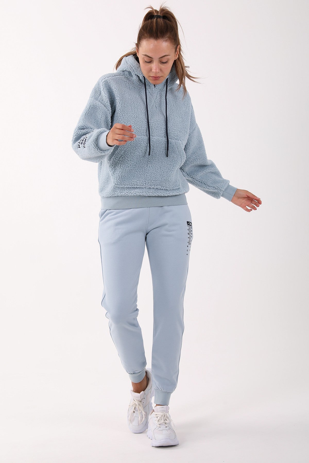 Comfort Kadın Kapüşonlu Açık Mavi Sweatshirt