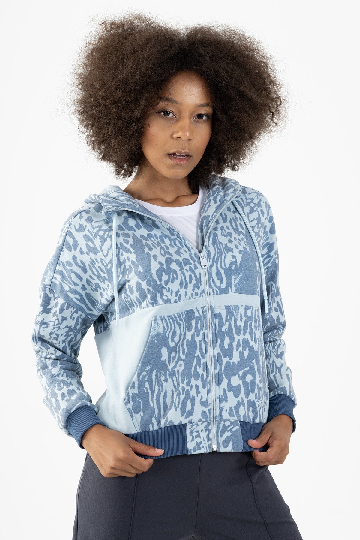Comfort Kadın Kapüşonlu Açık Mavi Tracktop
