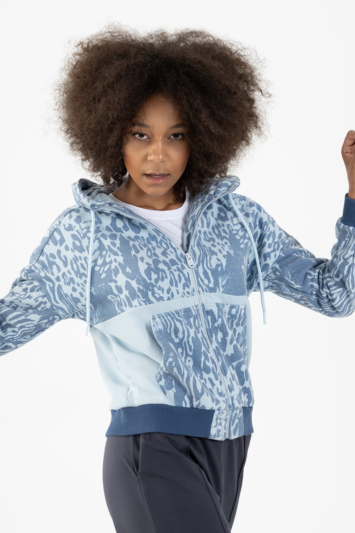 Comfort Kadın Kapüşonlu Açık Mavi Tracktop