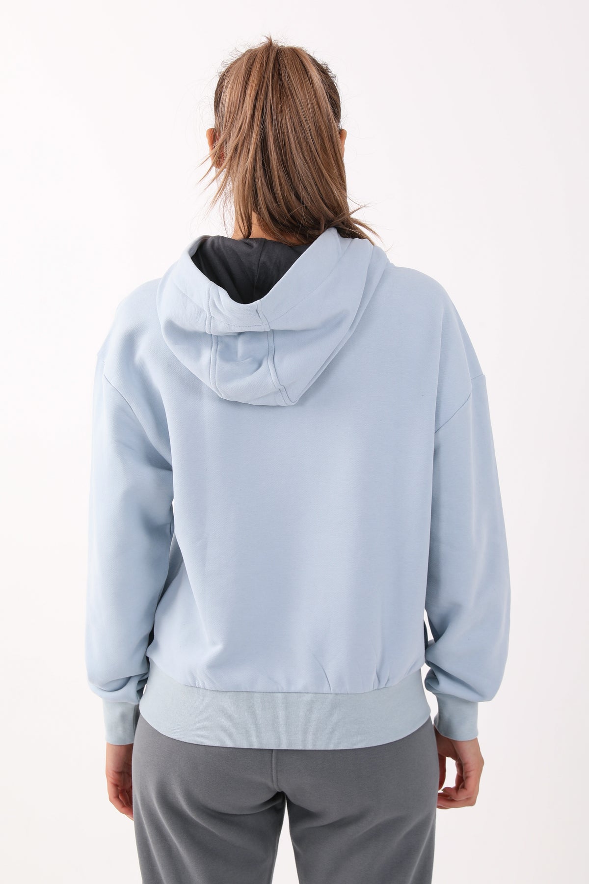 Comfort Kadın Kapüşonlu Açık Mavi Sweatshirt