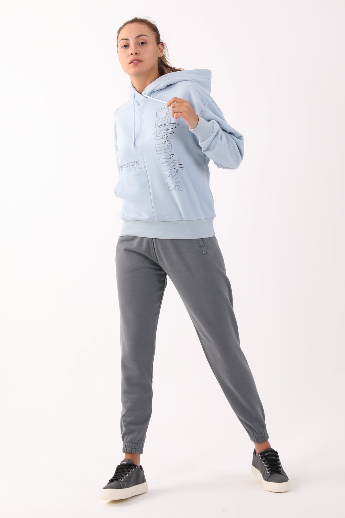 Comfort Kadın Kapüşonlu Açık Mavi Sweatshirt