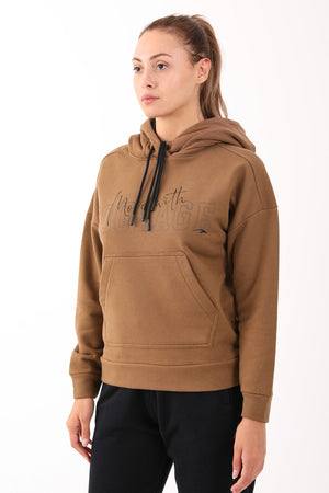 Comfort Kadın Kapüşonlu Kahverengi Sweatshirt