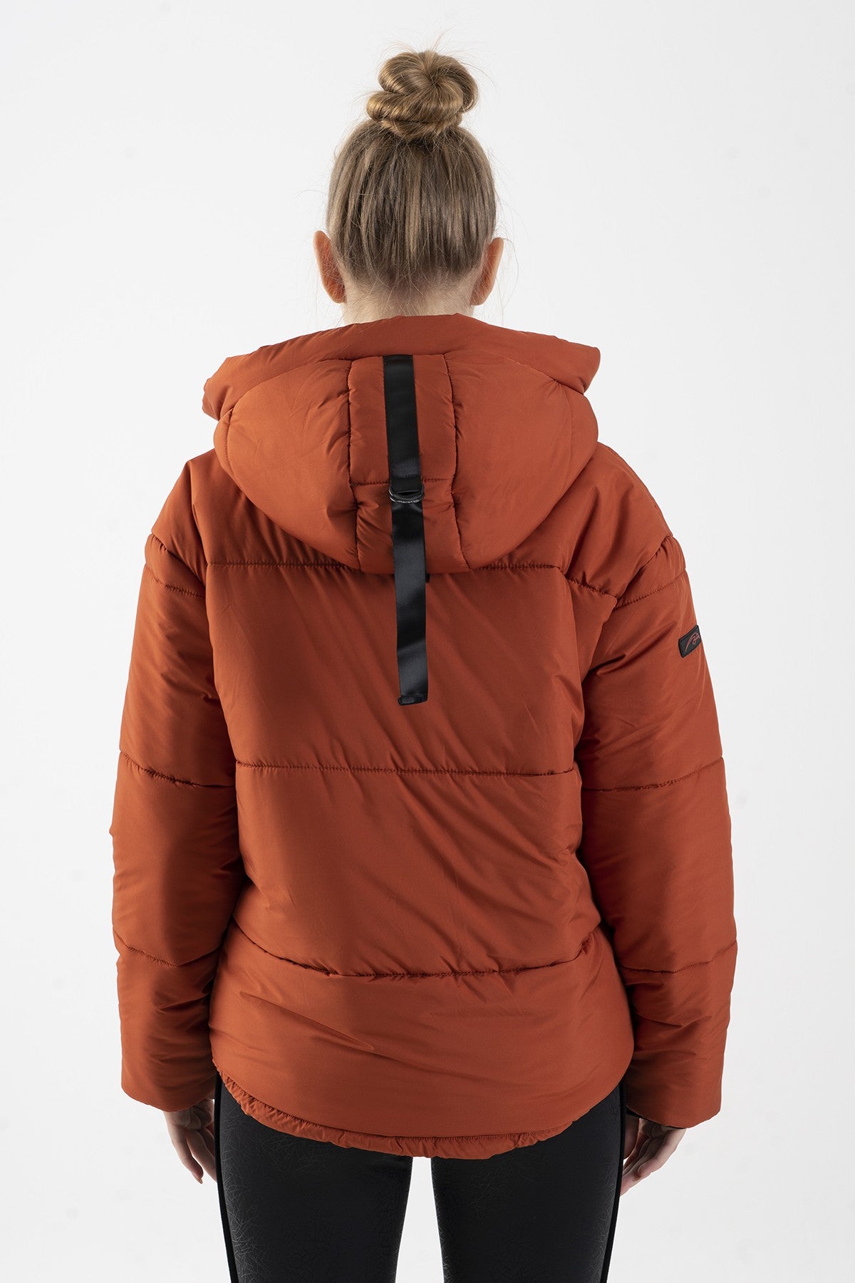 Oversize Kadın Kapüşonlu Kiremit Mont