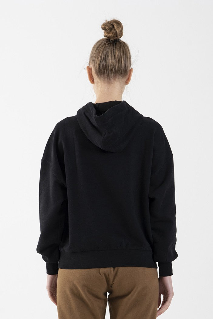 Oversize Kadın Kapüşonlu Siyah Sweatshirt