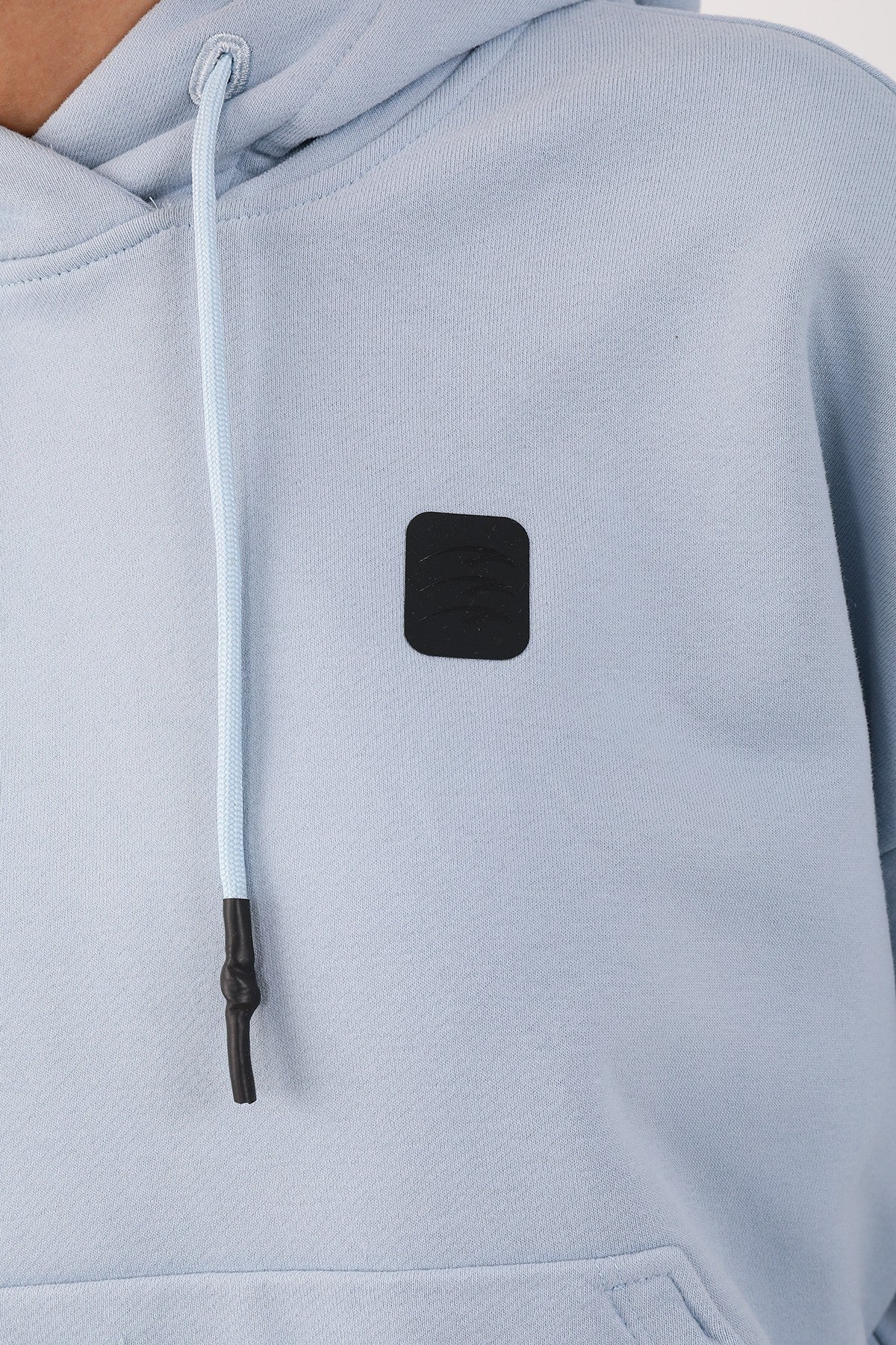 Oversize Kadın Kapüşonlu Açık Mavi Sweatshirt