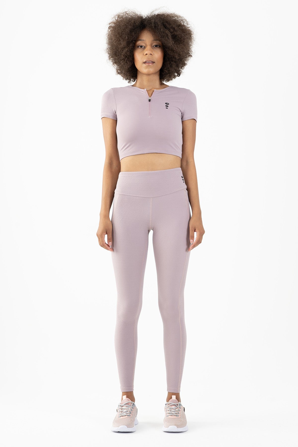 SlimFit Kadın Bisiklet Yaka Lila Crop Top