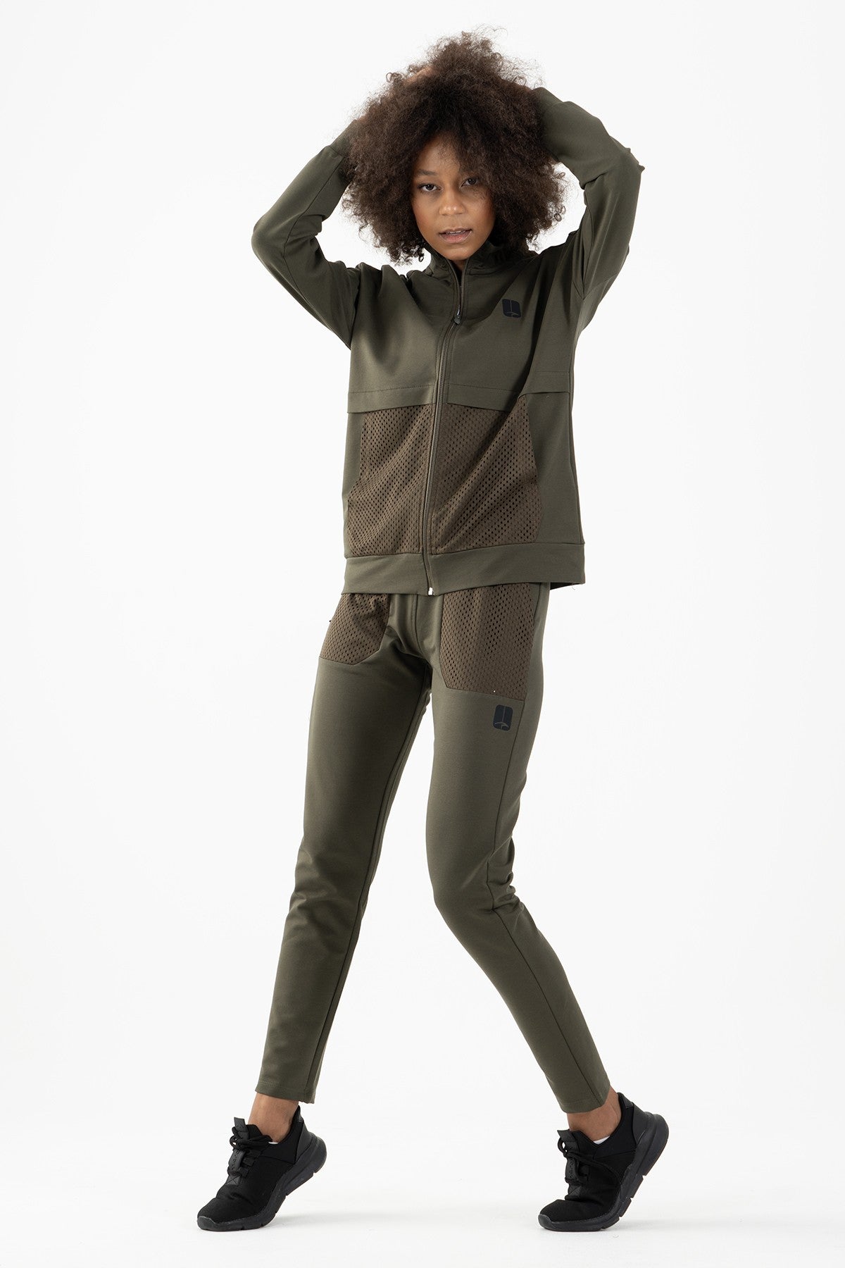 Comfort Kadın Dik Yaka Haki Tracktop