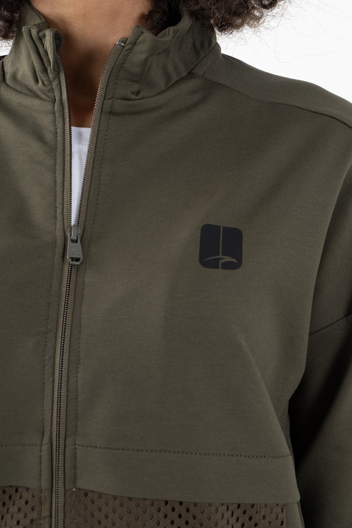 Comfort Kadın Dik Yaka Haki Tracktop