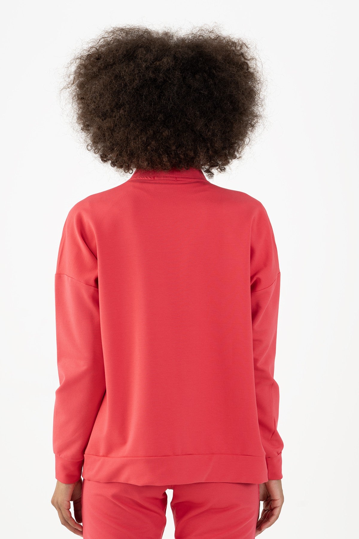 Comfort Kadın Dik Yaka Pembe Tracktop