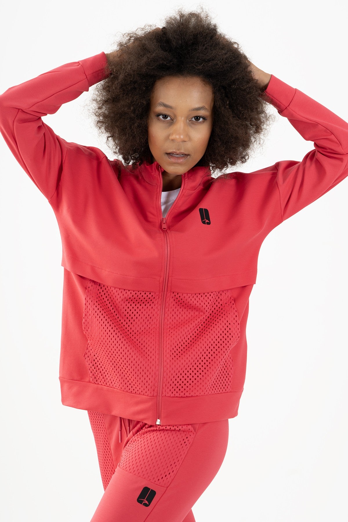 Comfort Kadın Dik Yaka Pembe Tracktop