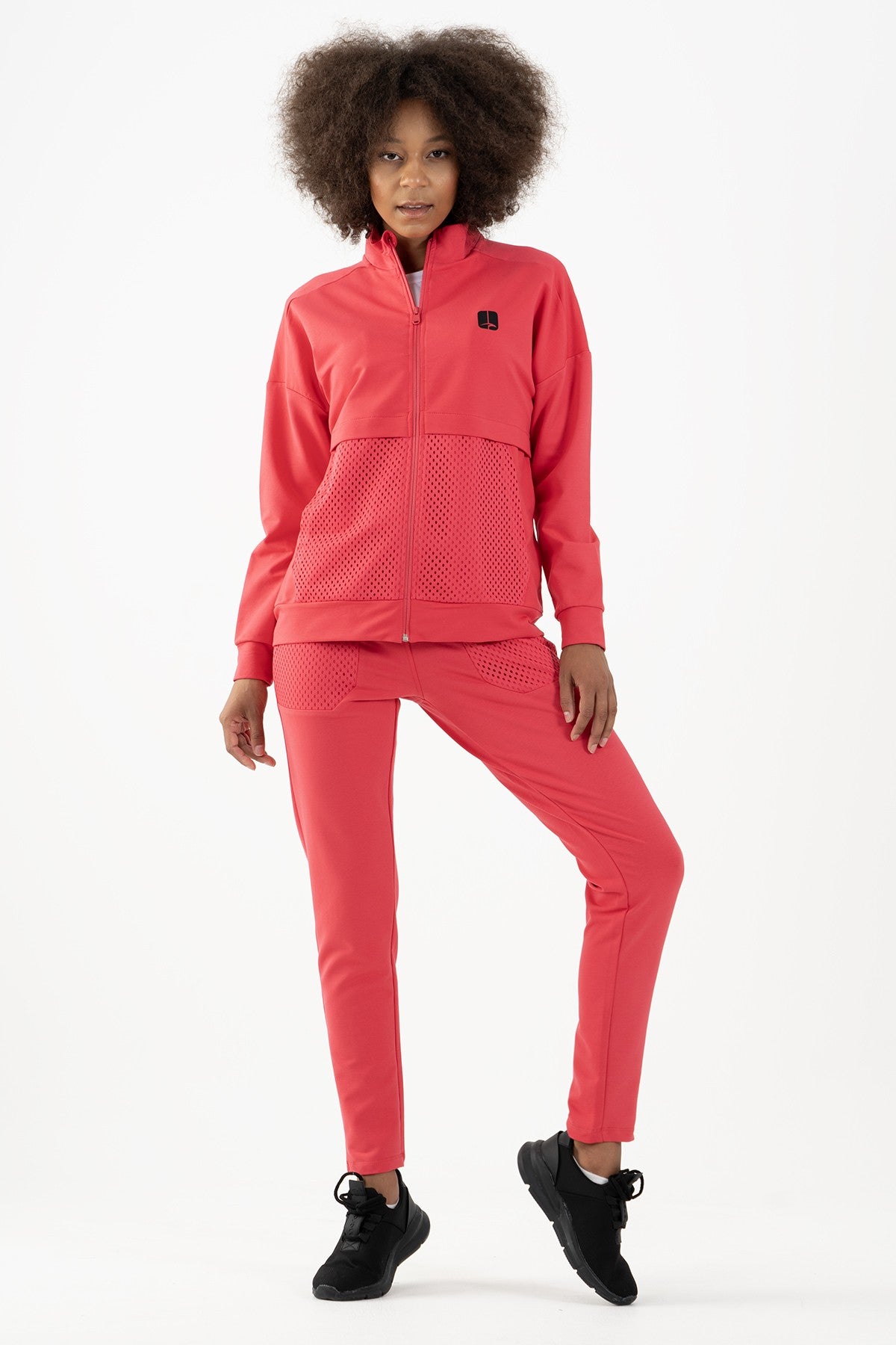 Comfort Kadın Dik Yaka Pembe Tracktop