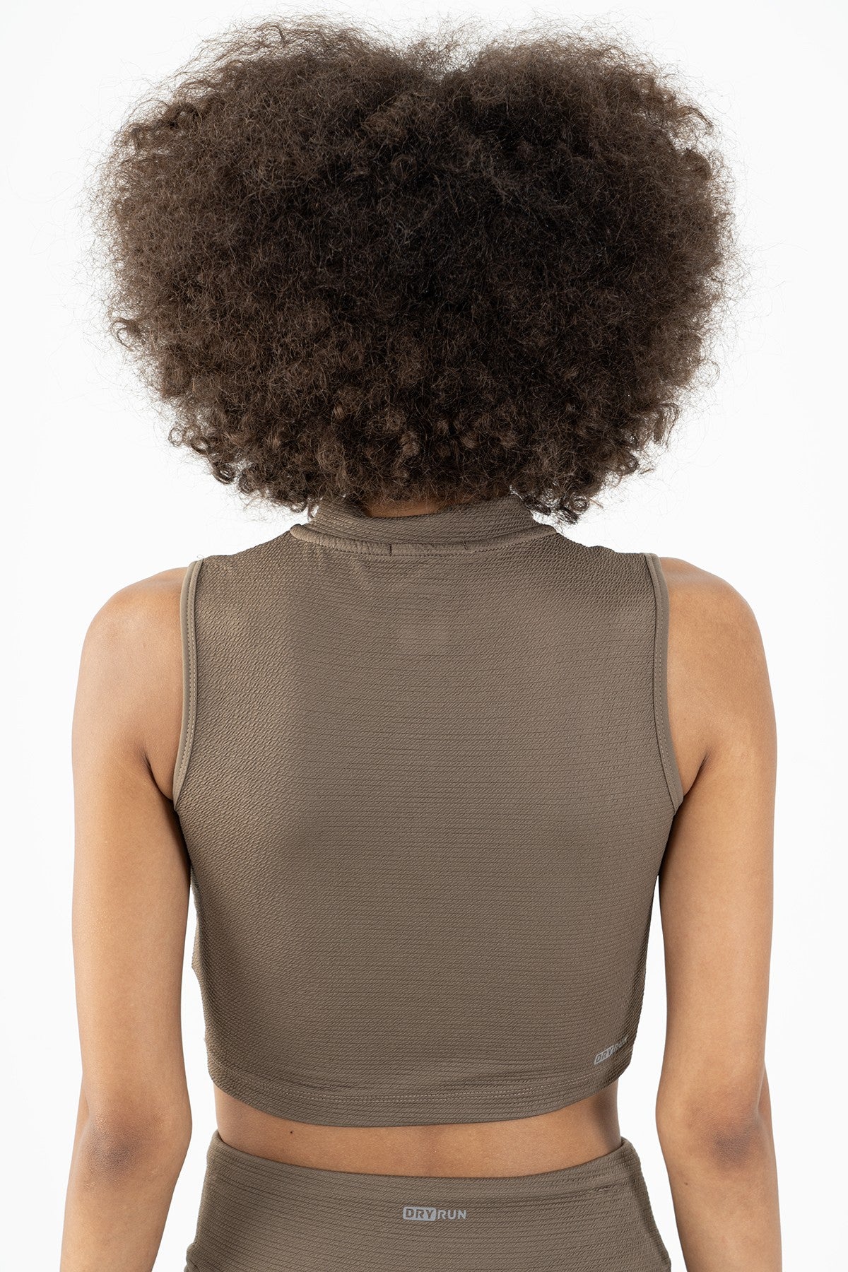SlimFit Kadın Balıkçı Yaka Kahverengi Crop Top