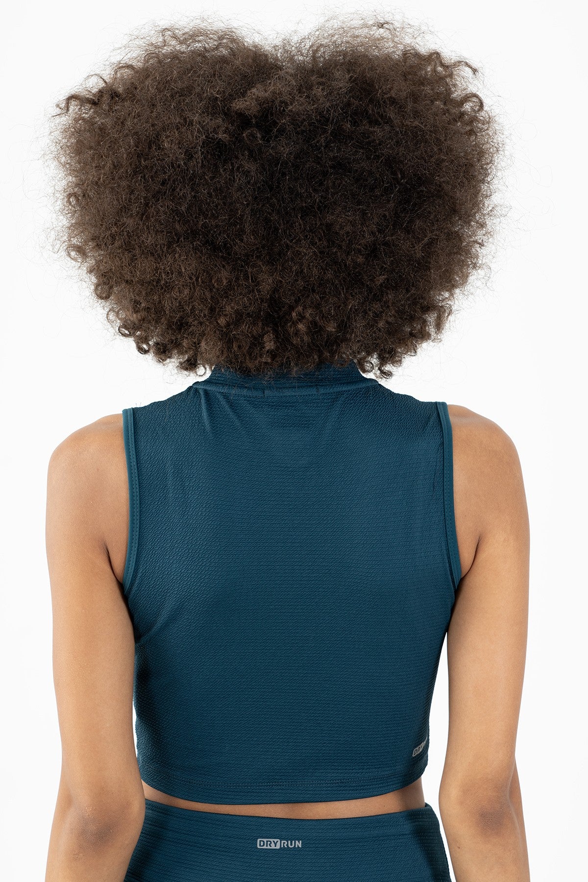 SlimFit Kadın Balıkçı Yaka Turkuaz Crop Top