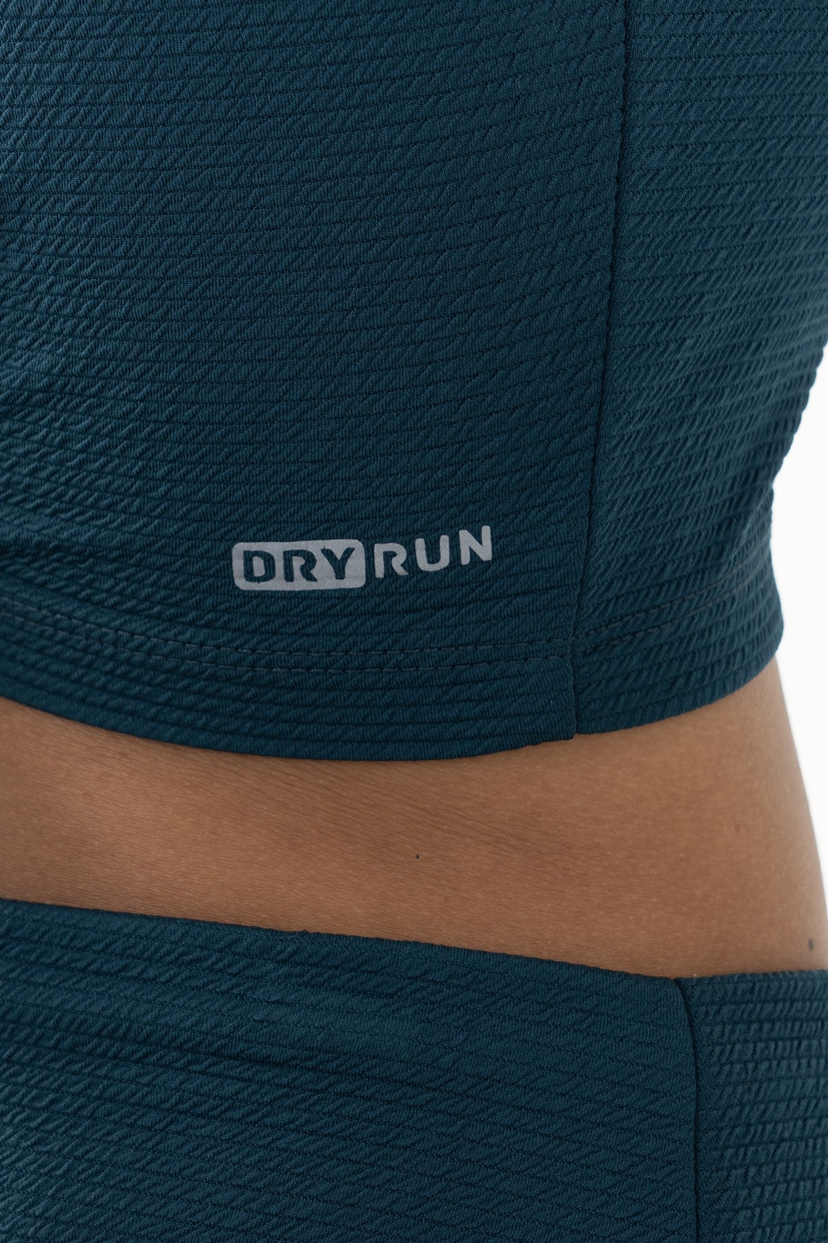 SlimFit Kadın Balıkçı Yaka Turkuaz Crop Top