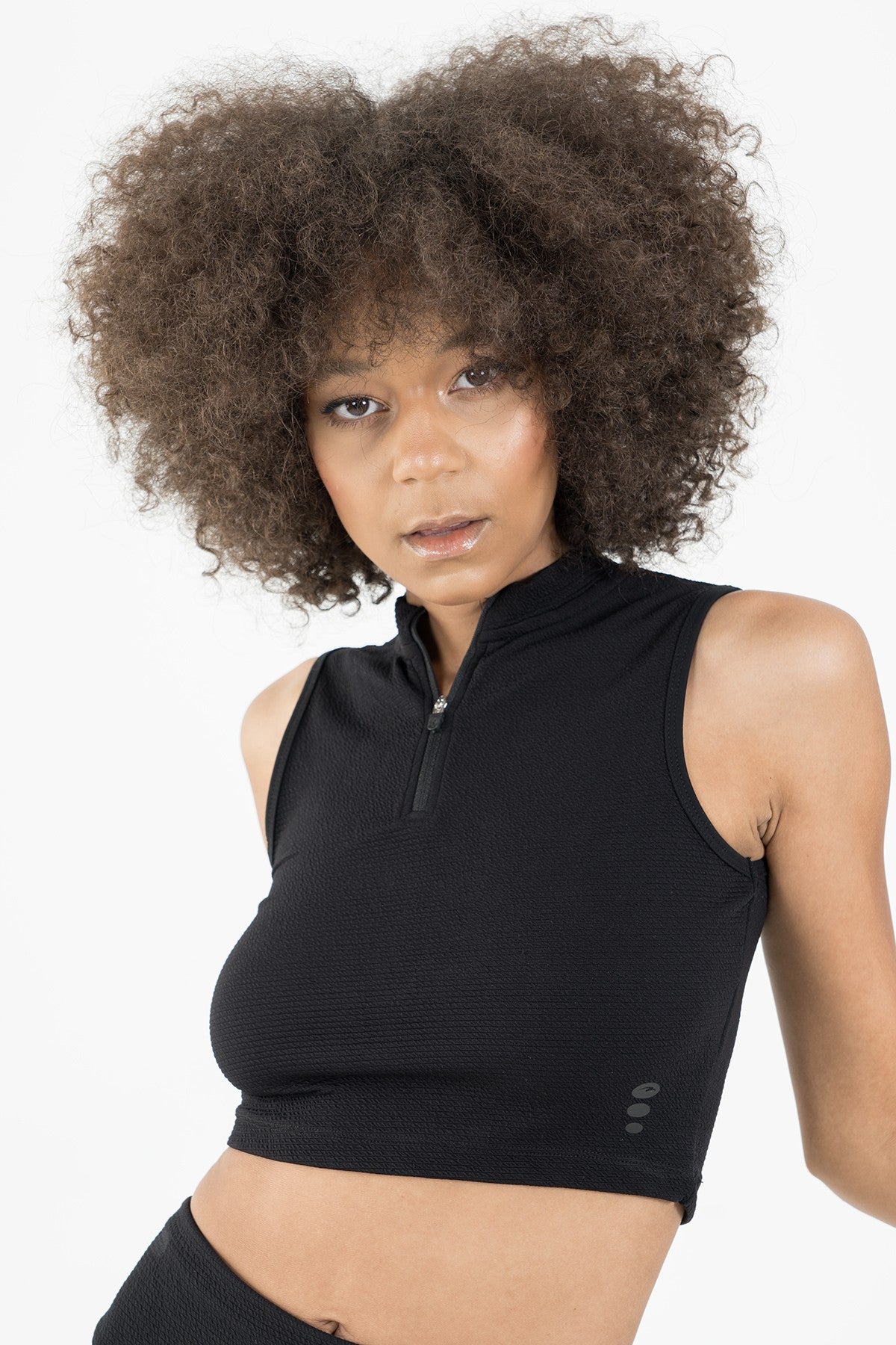 SlimFit Kadın Balıkçı Yaka Siyah Crop Top