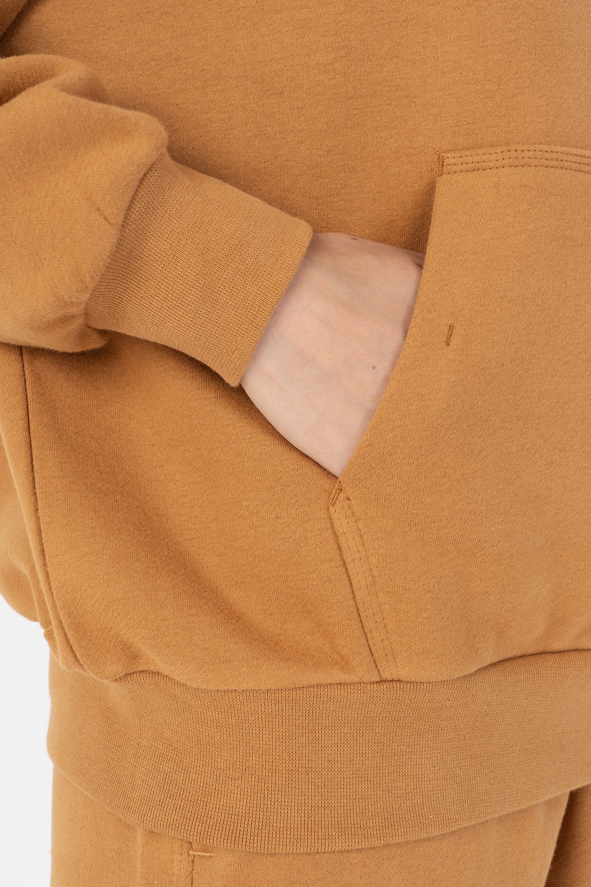 Oversize Kadın Bisiklet Yaka Karamel Sweatshirt
