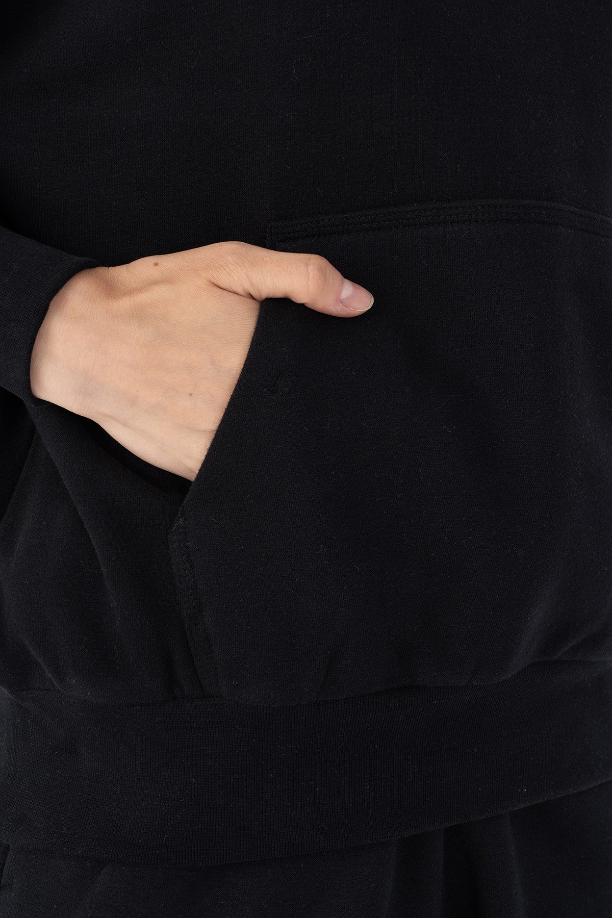 Oversize Kadın Bisiklet Yaka Siyah Sweatshirt