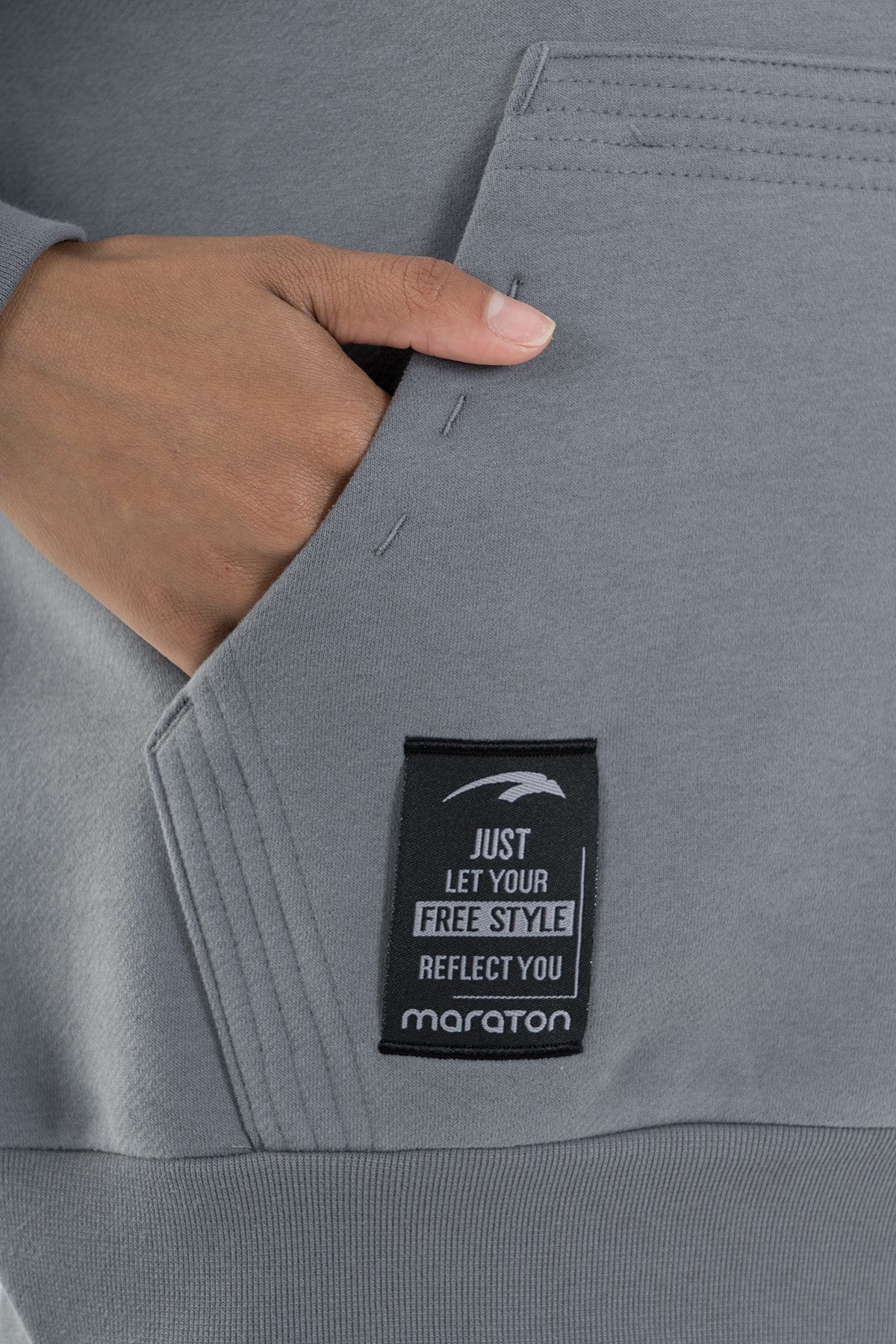 Oversize Kadın Kapüşonlu Antrasit Sweatshirt