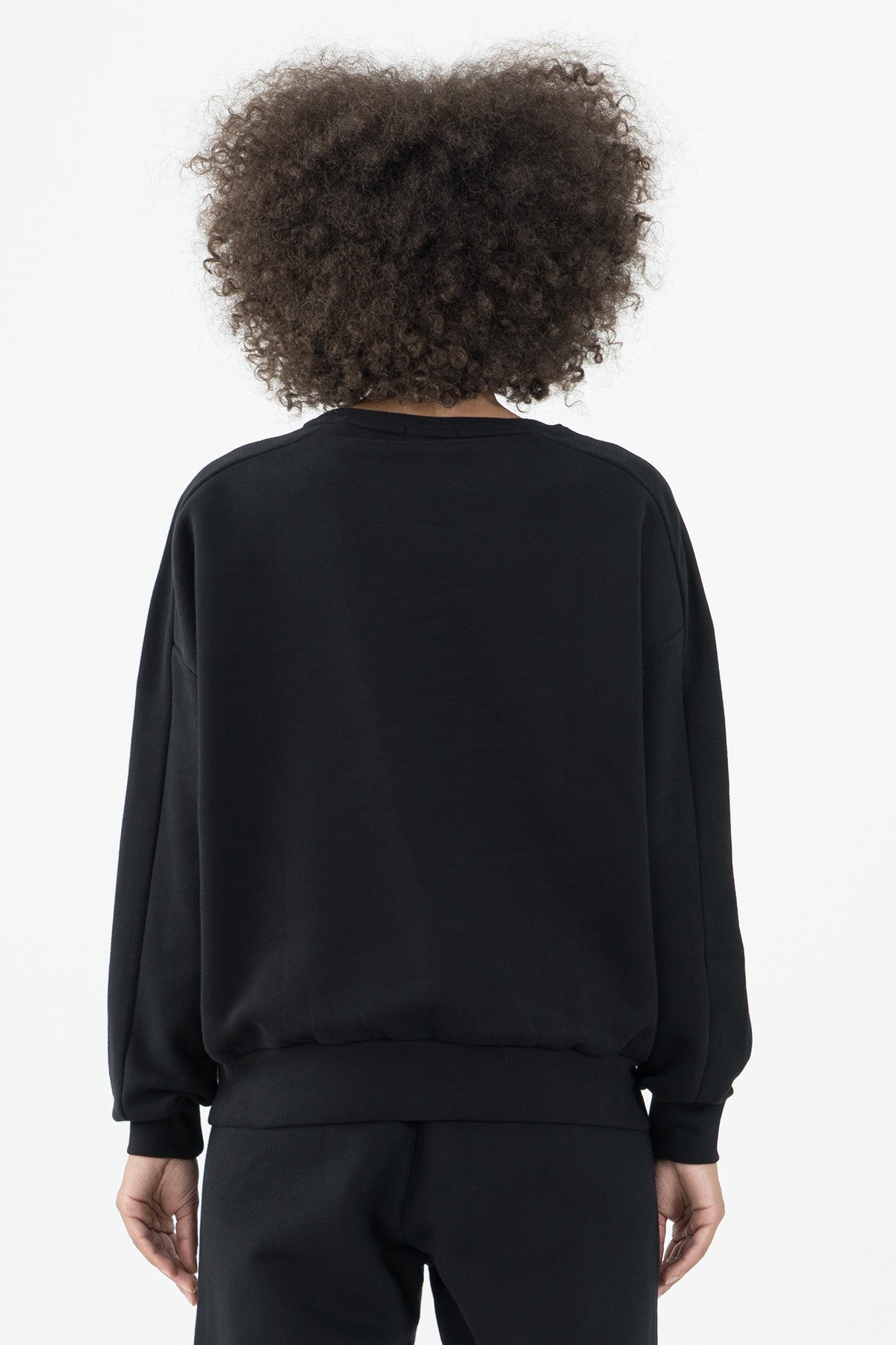 Oversize Kadın Kapüşonlu Siyah Sweatshirt