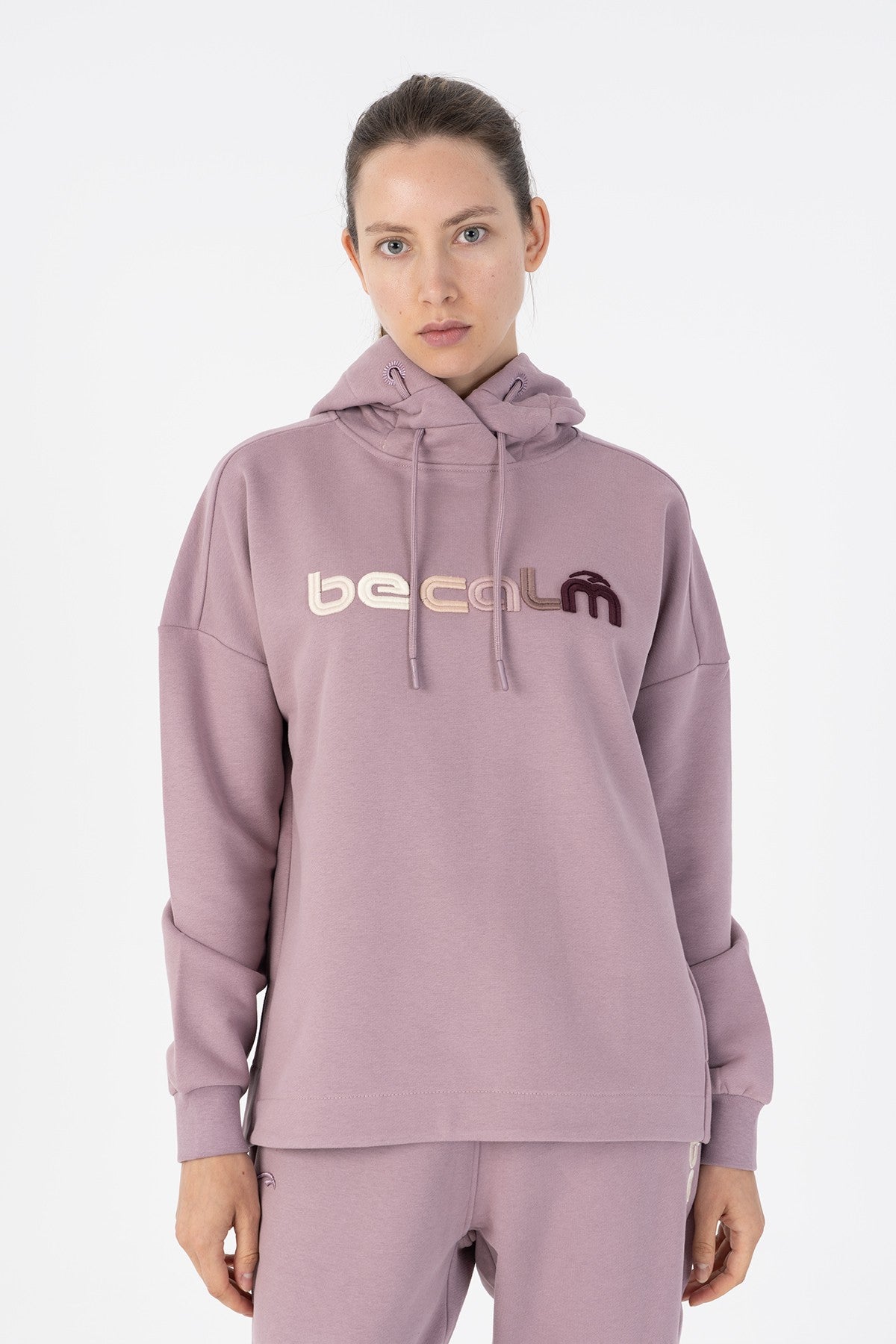 Comfort Kadın Kapüşonlu Lila Sweatshirt