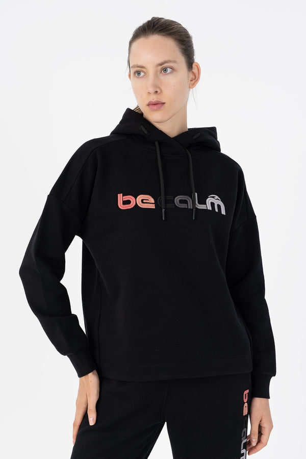 Comfort Kadın Kapüşonlu Siyah Sweatshirt