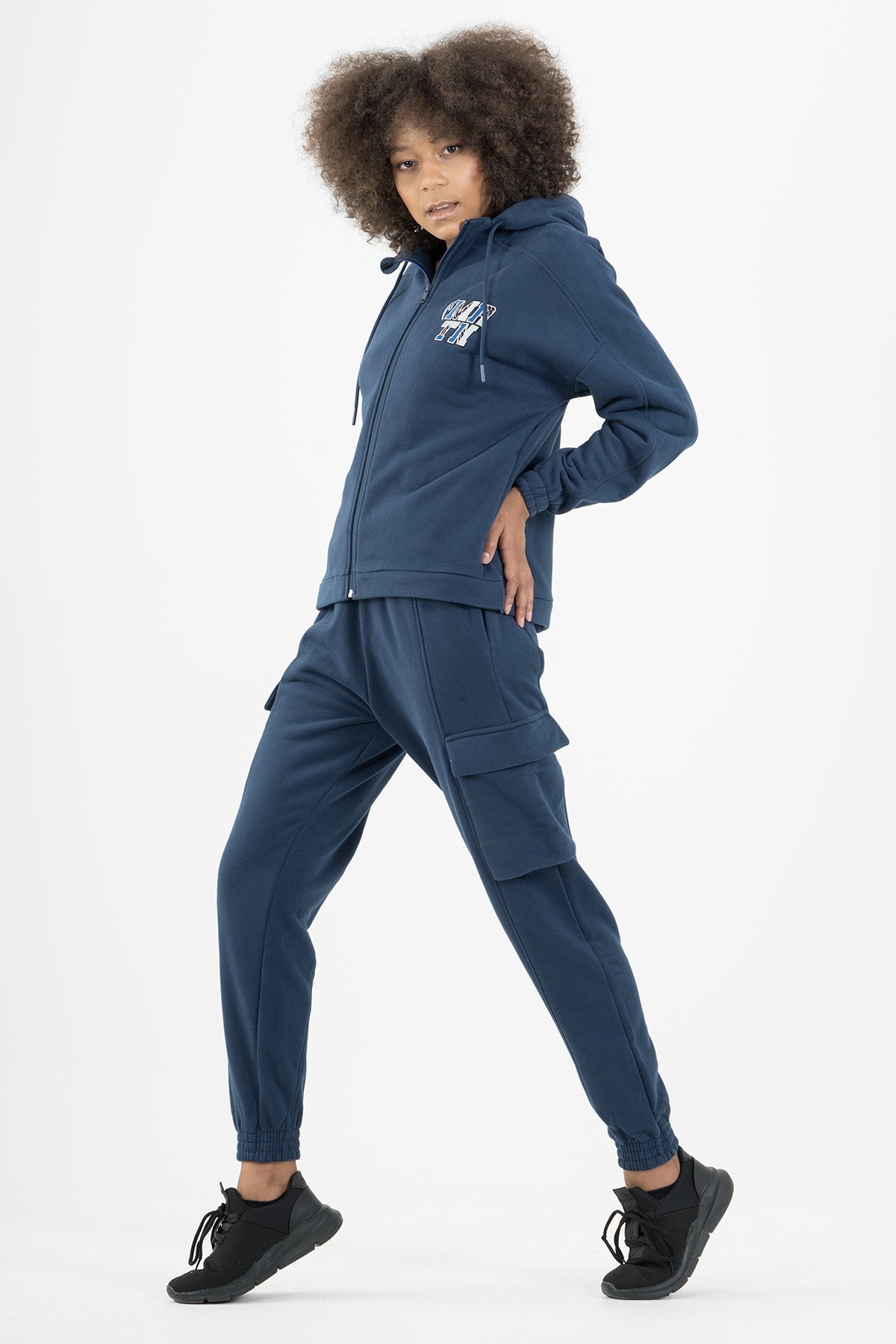 Comfort Kadın Kapüşonlu Lacivert Tracktop