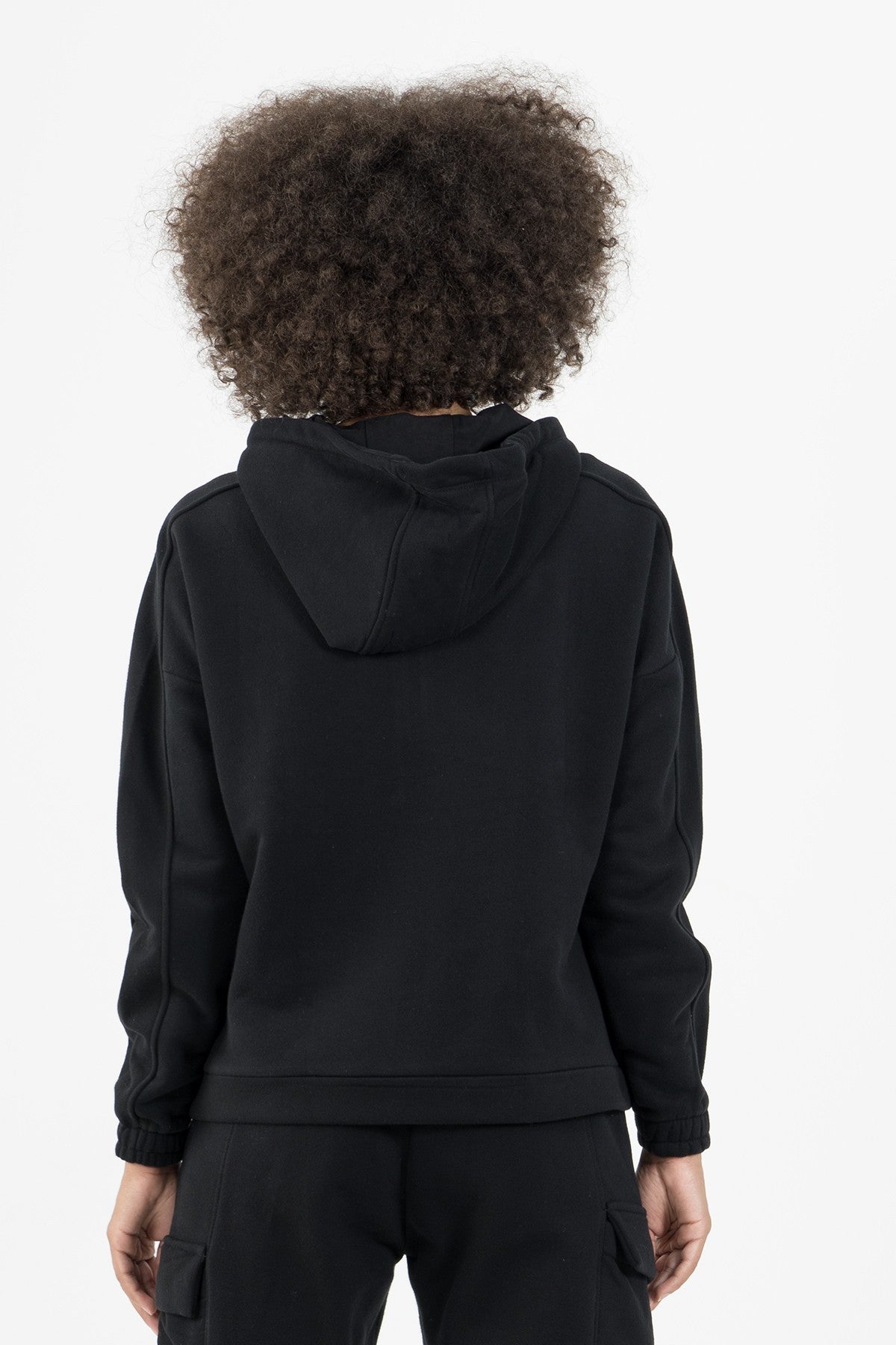 Comfort Kadın Kapüşonlu Siyah Tracktop