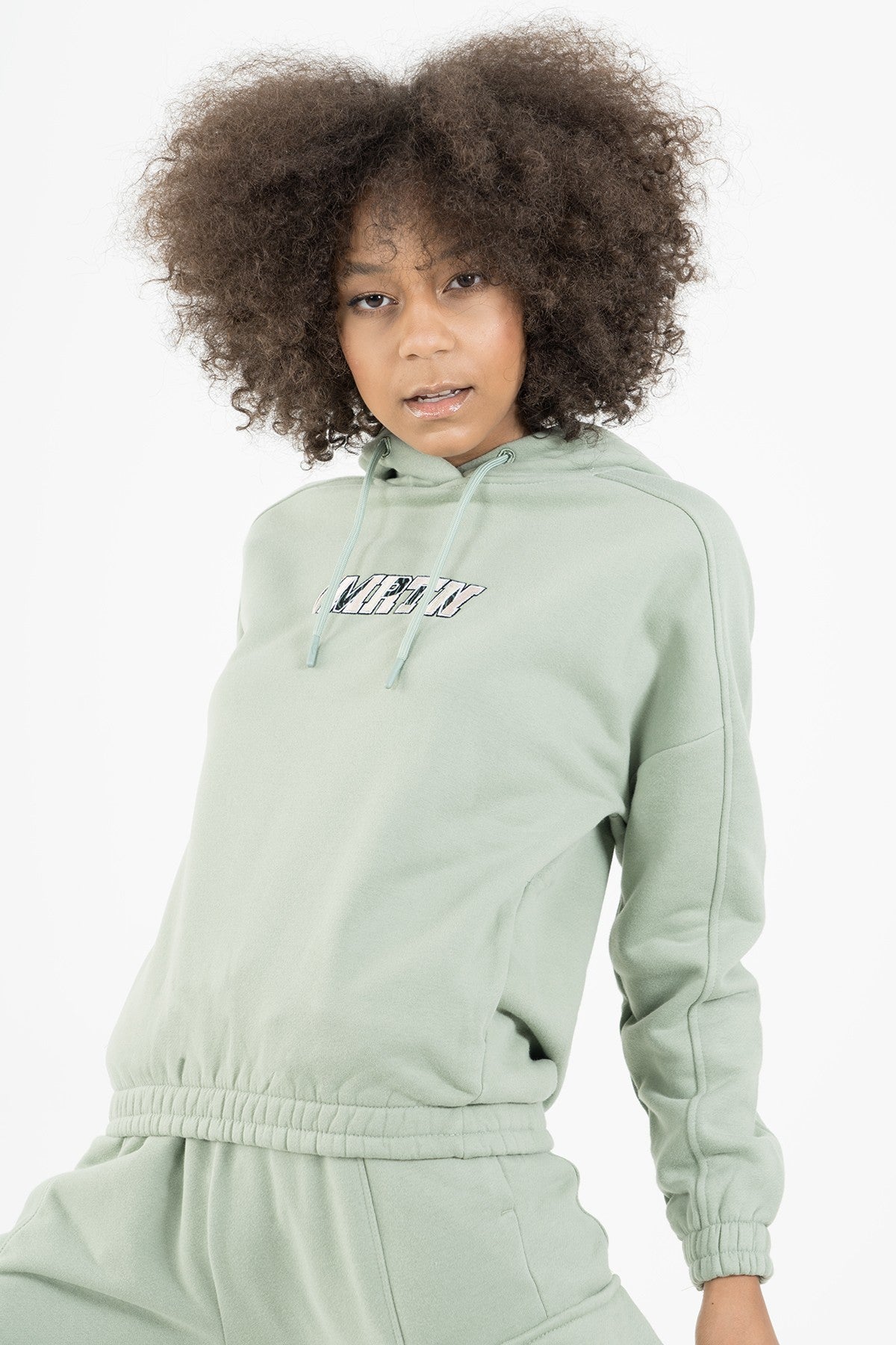 Comfort Kadın Kapüşonlu Yeşil Sweatshirt