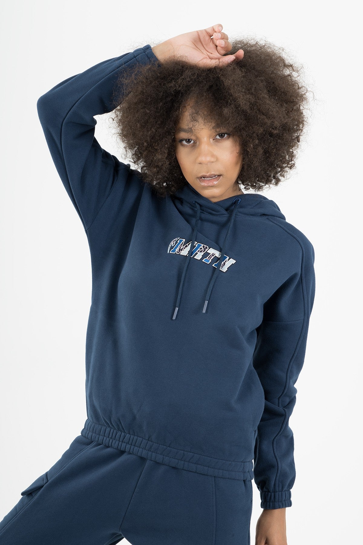 Comfort Kadın Kapüşonlu Lacivert Sweatshirt
