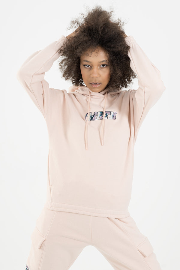 Comfort Kadın Kapüşonlu Pudra Sweatshirt
