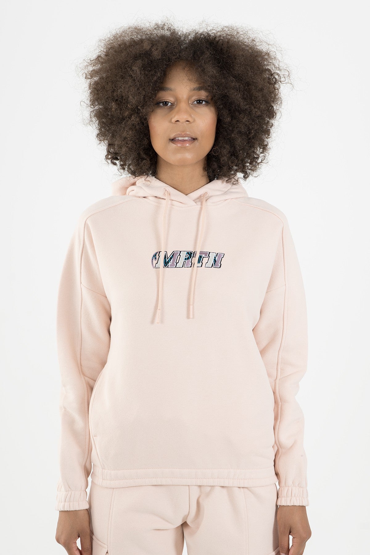 Comfort Kadın Kapüşonlu Pudra Sweatshirt