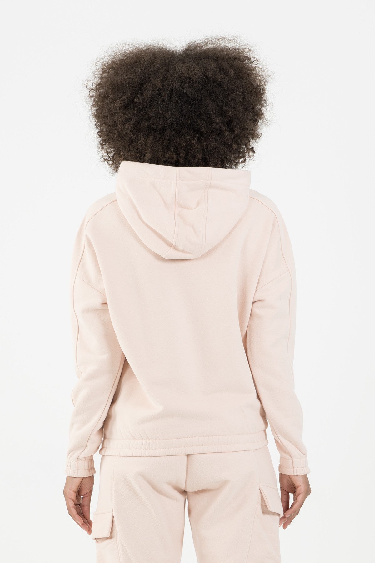 Comfort Kadın Kapüşonlu Pudra Sweatshirt