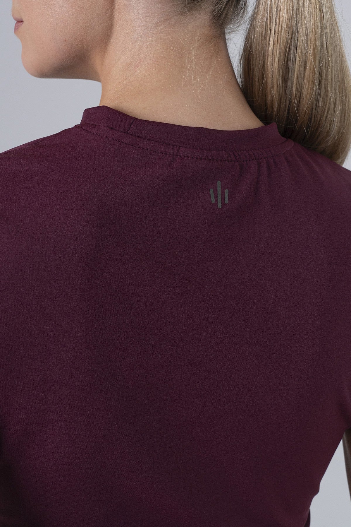 SlimFit Kadın Bisiklet Yaka Bordo Crop Top