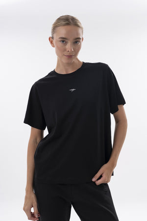 New Basic Kadın Bisiklet Yaka Siyah T-shirt