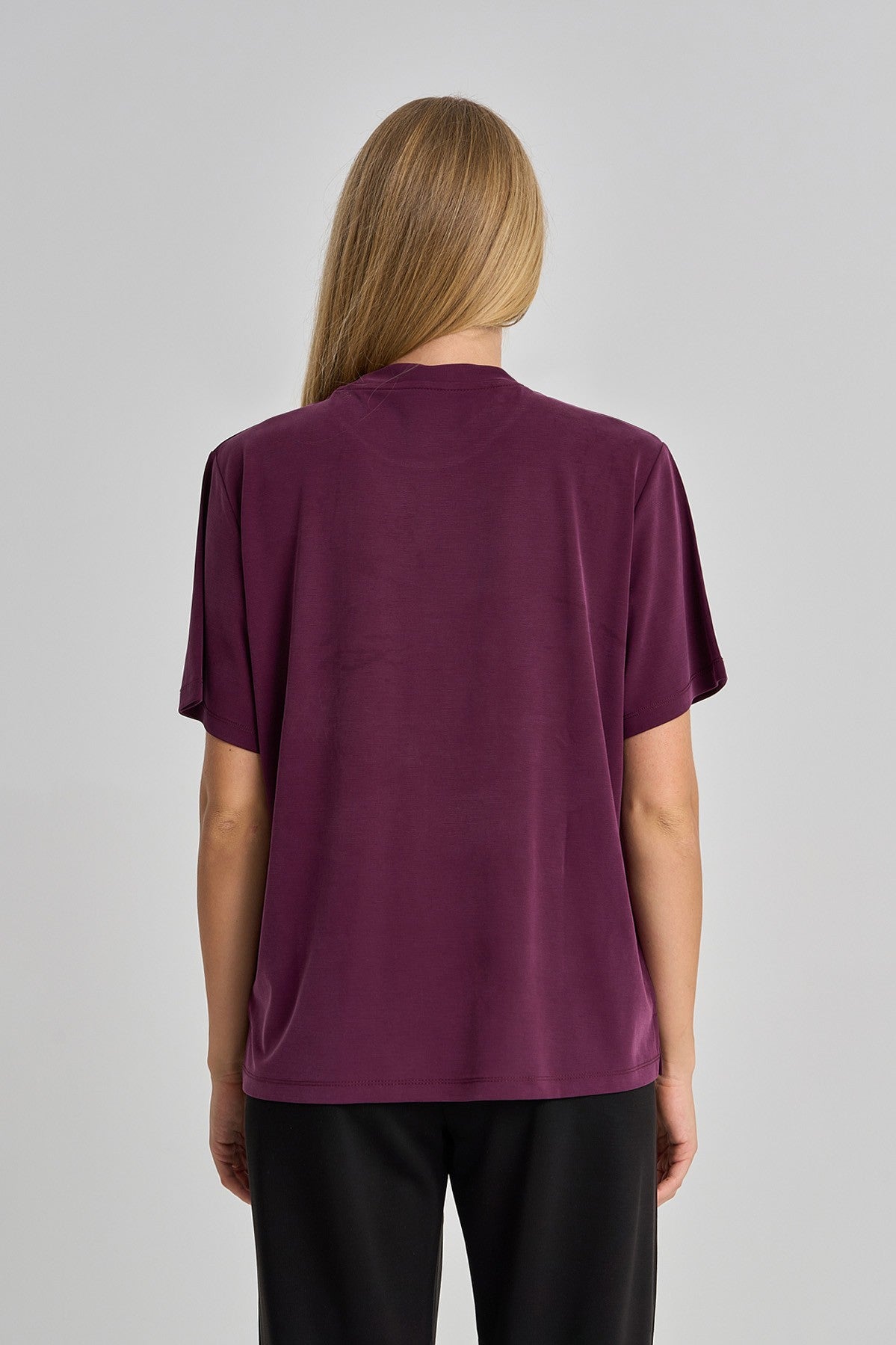 Regular Kadın Bisiklet Yaka Bordo T-shirt