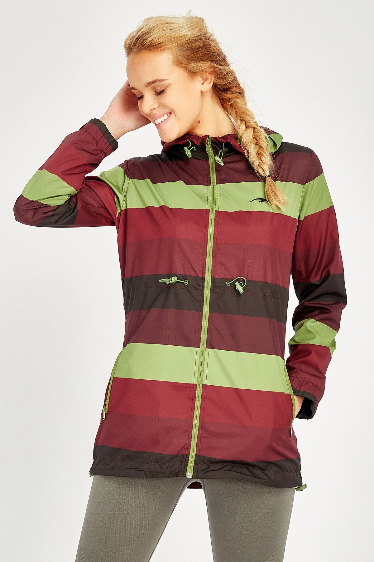 Comfort Kadın Kapüşonlu Açık Yeşil Trenchcoat
