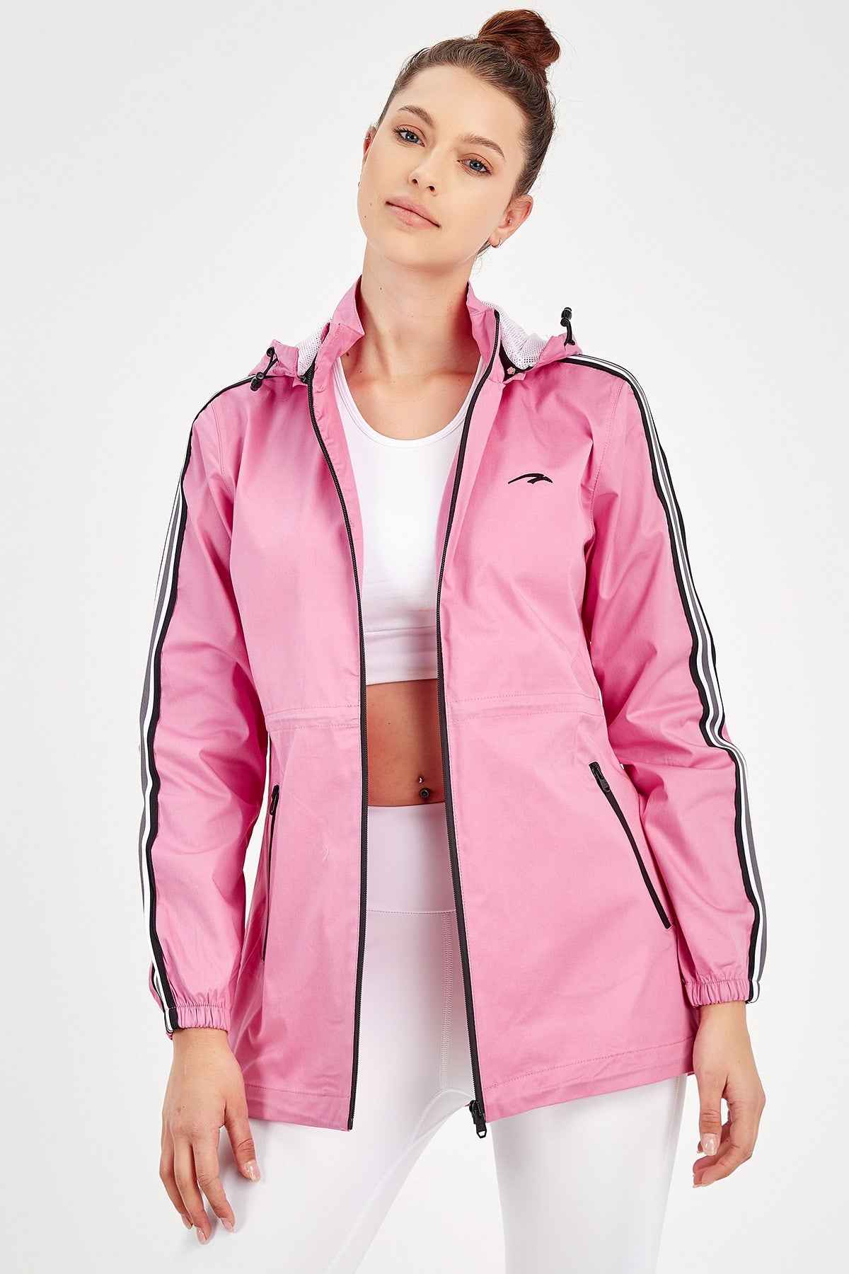 Regular Kadın Kapüşonlu Pembe Ceket