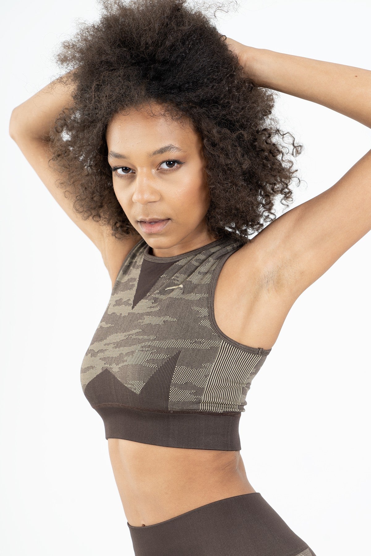 SlimFit Kadın Bisiklet Yaka Kahverengi Bra