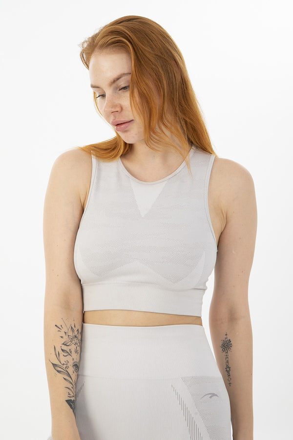 SlimFit Kadın Bisiklet Yaka Ekru Bra