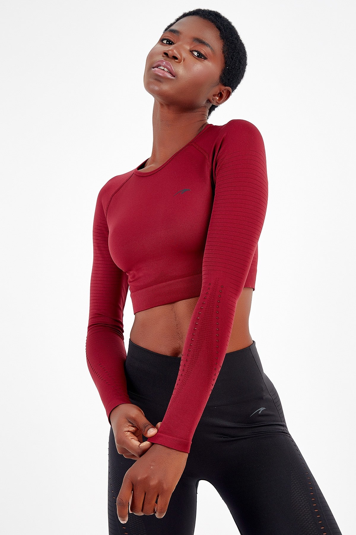 SlimFit Kadın Bisiklet Yaka Kırmızı Crop Top