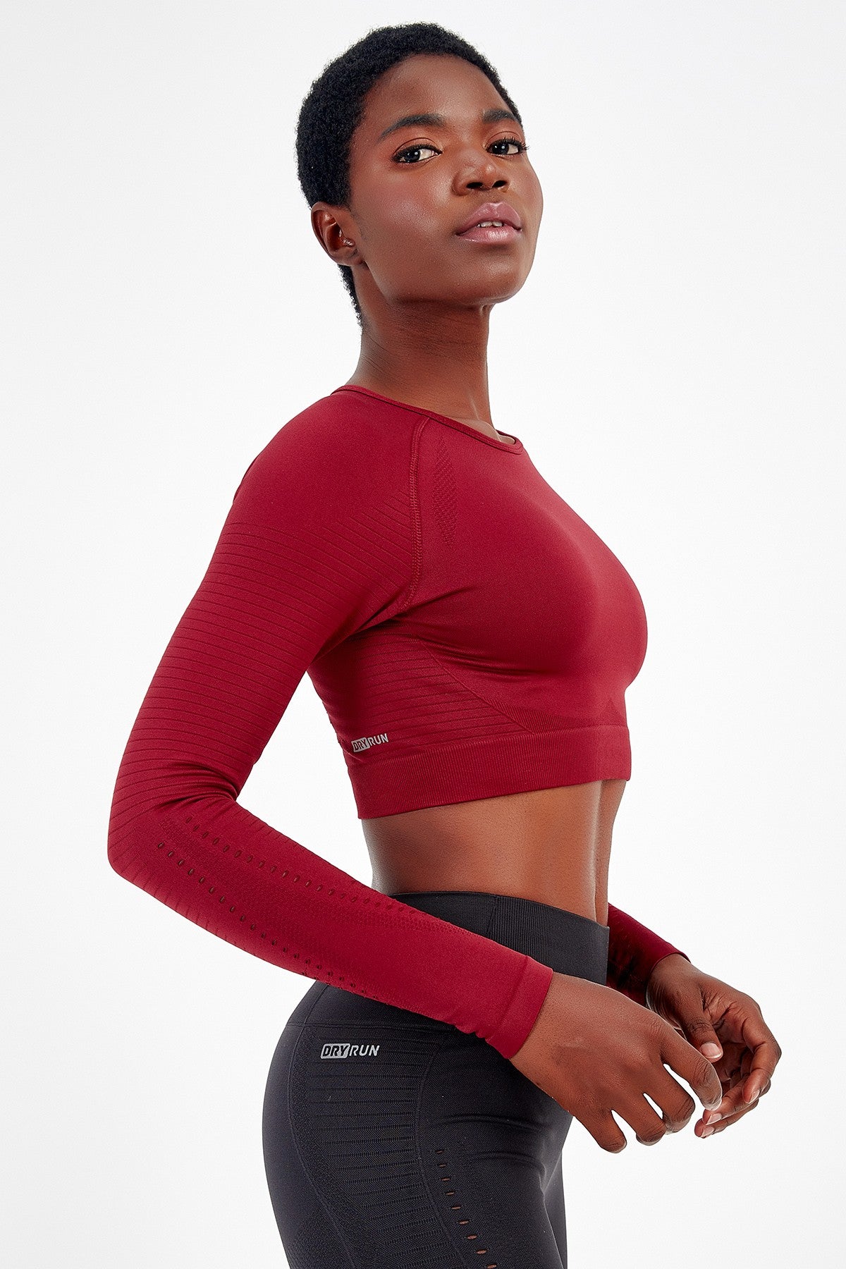 SlimFit Kadın Bisiklet Yaka Kırmızı Crop Top