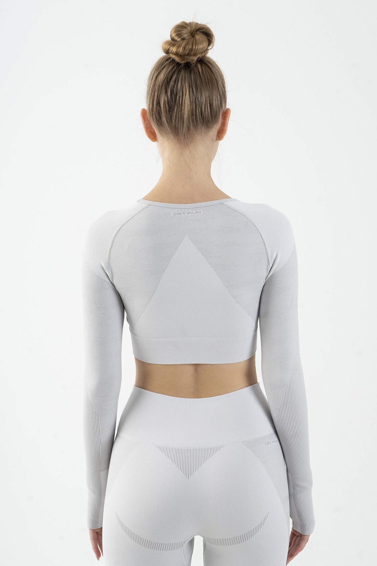 SlimFit Kadın Bisiklet Yaka Ekru Crop Top
