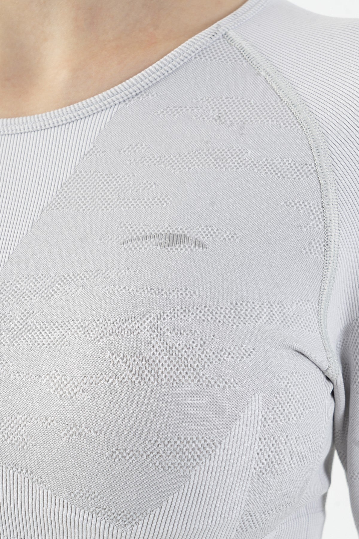 SlimFit Kadın Bisiklet Yaka Ekru Crop Top