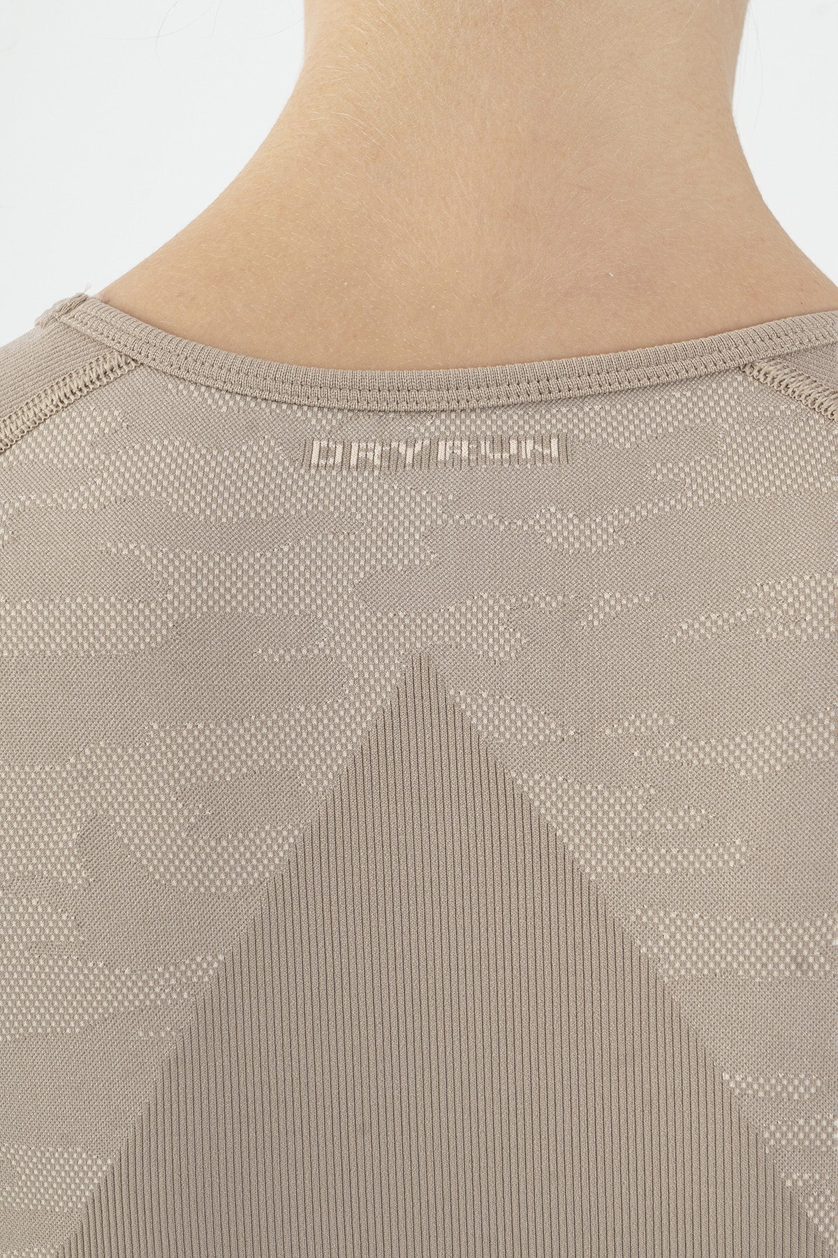 SlimFit Kadın Bisiklet Yaka Bej Crop Top