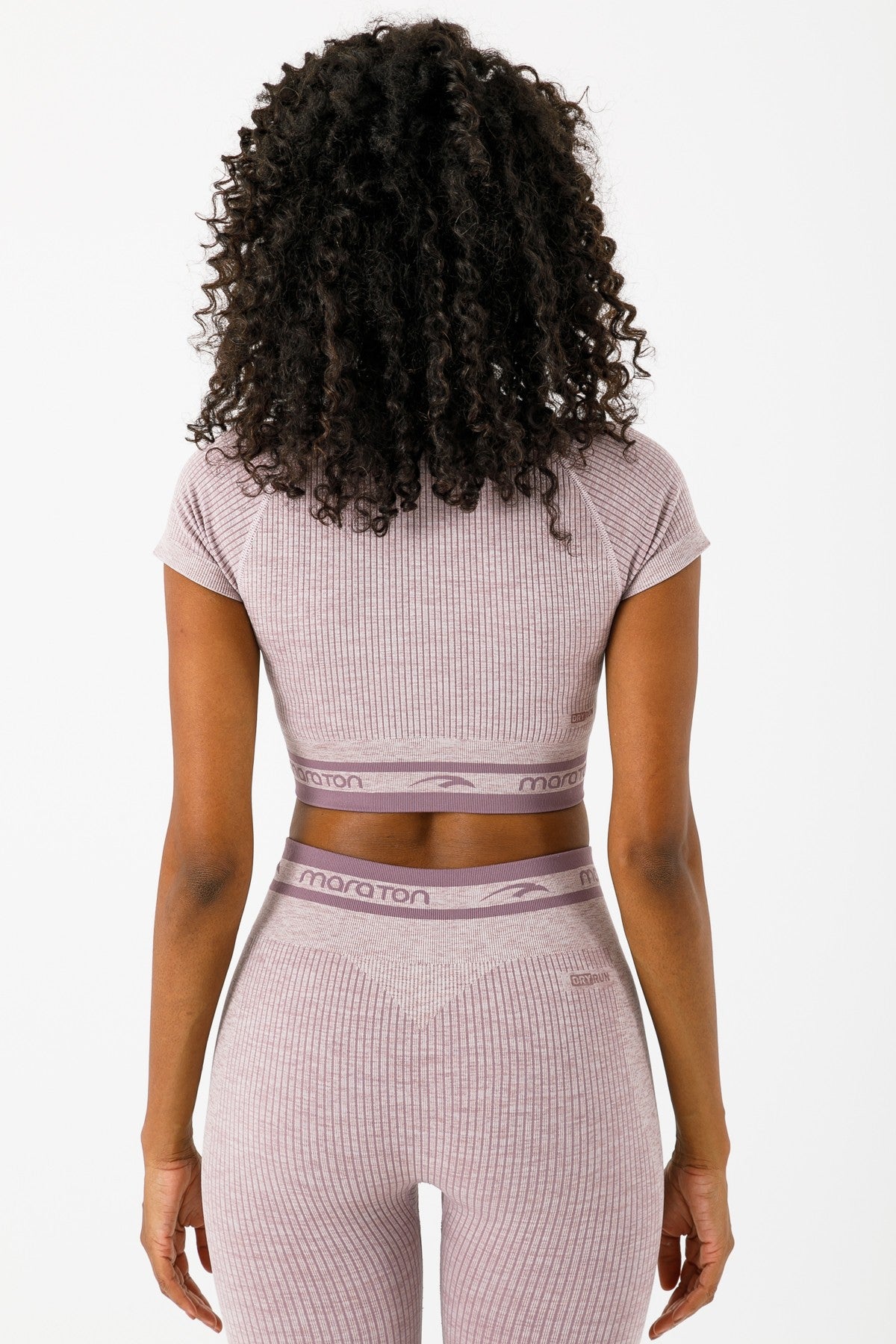 SlimFit Kadın Bisiklet Yaka Lila Crop Top
