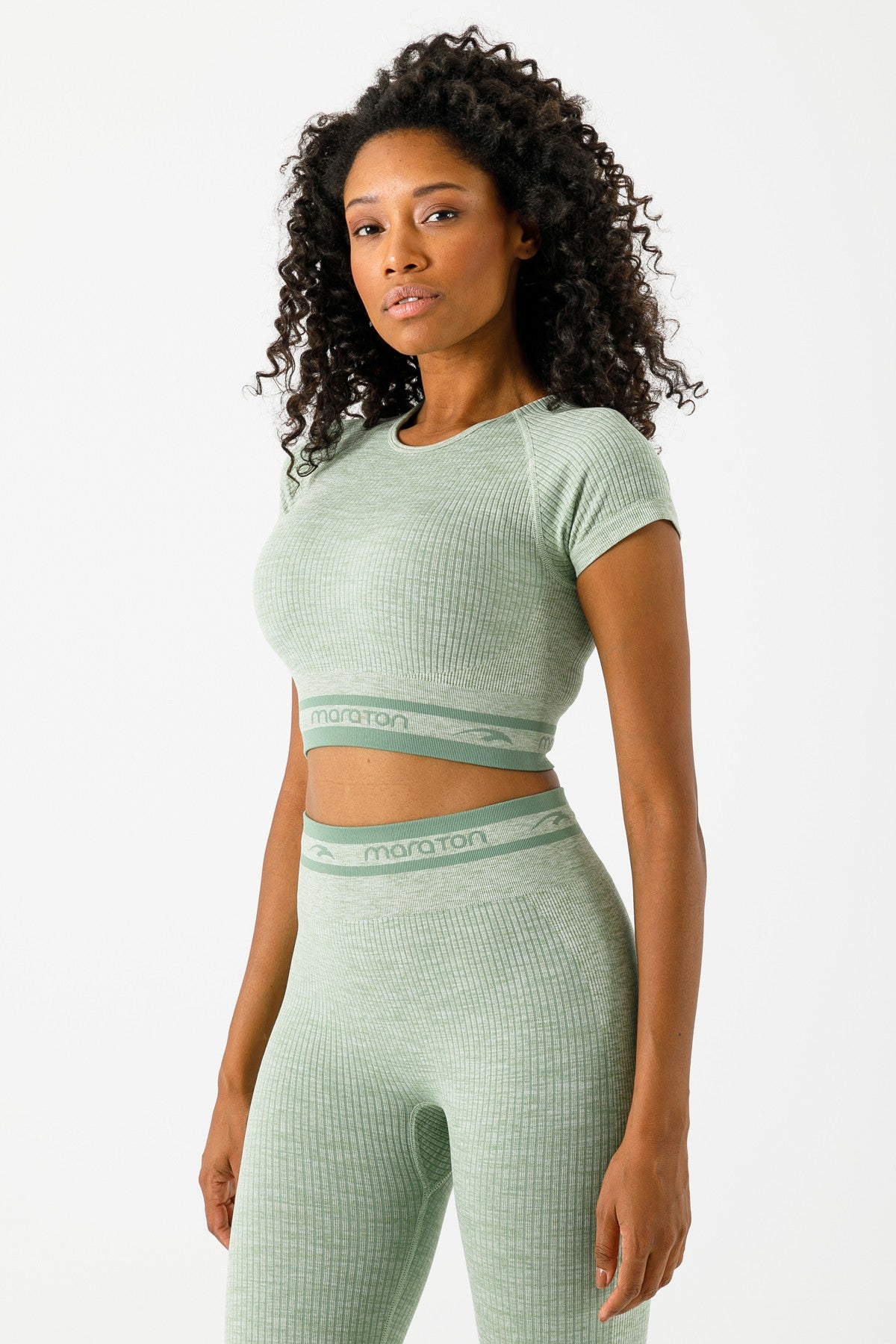 SlimFit Kadın Bisiklet Yaka Taş Crop Top