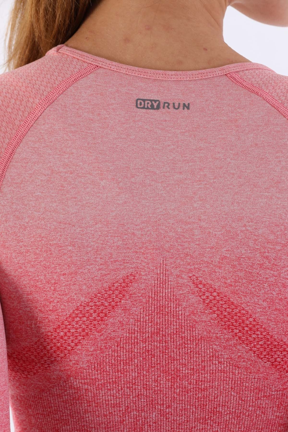 SlimFit Kadın Bisiklet Yaka Pembe Crop Top
