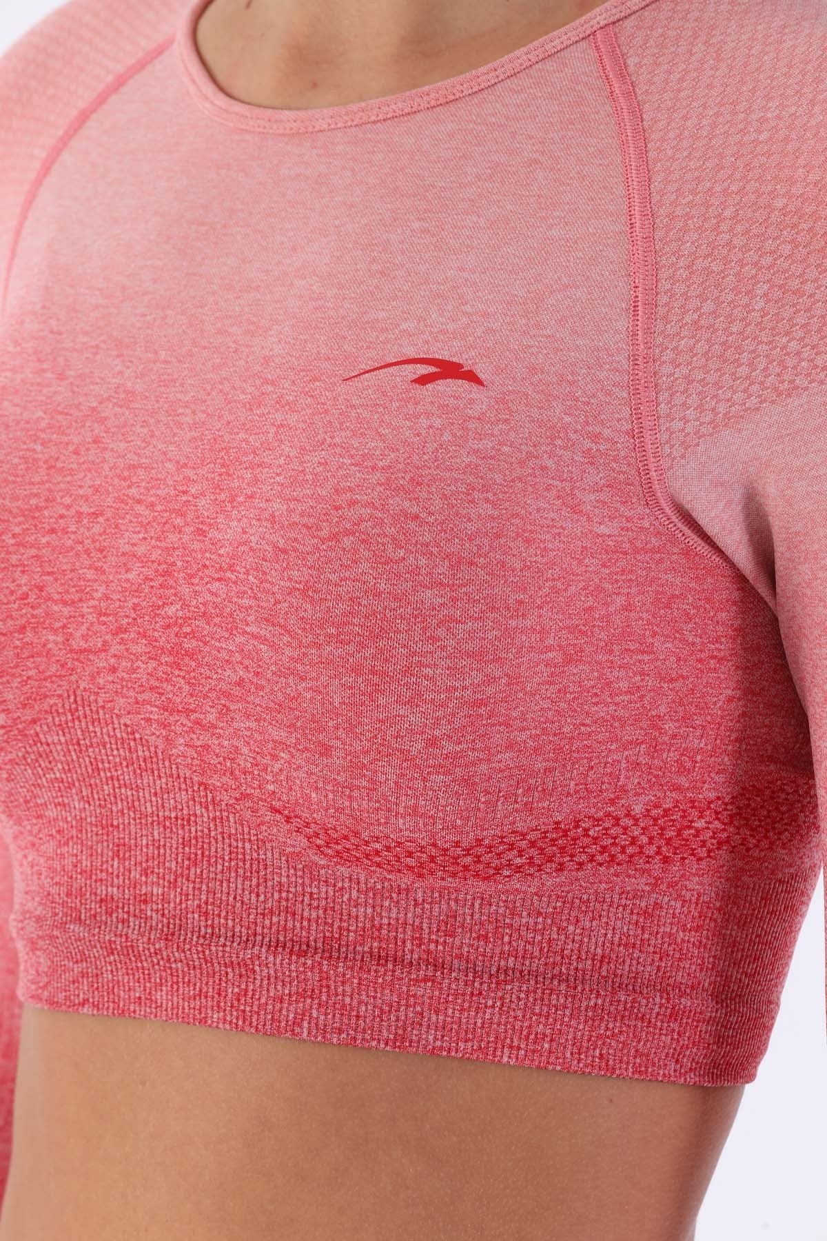 SlimFit Kadın Bisiklet Yaka Pembe Crop Top