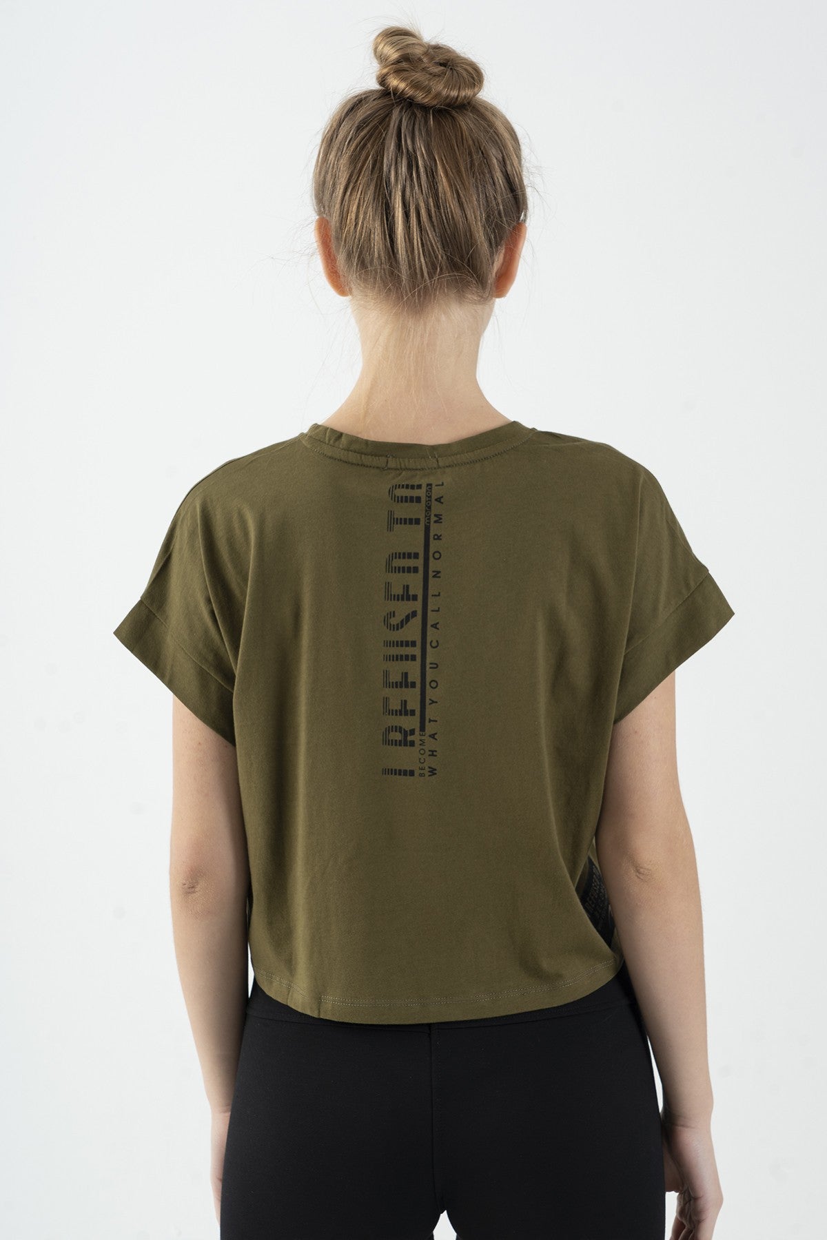 Comfort Kadın Bisiklet Yaka Yeşil Crop Top