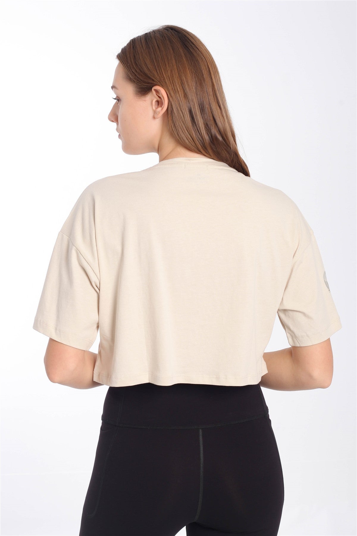 Comfort Kadın Bisiklet Yaka Taş Crop Top